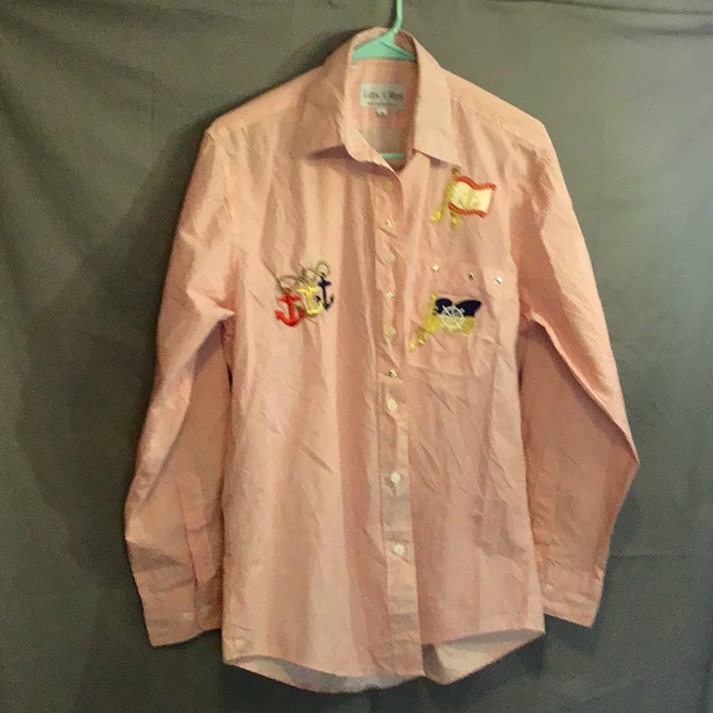 LAS OLAS - women’s button down sz S  red and white